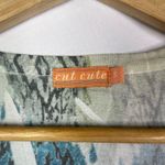 Boutique Cut Cute Y2K Blue & Green Printed Button Down Cardigan Sweater S Photo 3