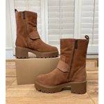 Michael Kors  Perry Suede Moto Boots Luggage Camel Size 7 NWOB Chic Edgy Lug Sole Photo 7