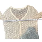 Krazy Kat Ivory Cream Open Knit Long Sleeve Button Front Lace hem Top Photo 5