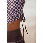 Free People NEW  x Salt Gypsy Ruched Printed Surf Rashguard‎ XS Purple Check Photo 2