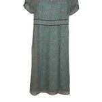Coach Printed Long Chiffon V Neck Turquoise Brown Dress Size 2 Photo 8