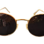 Wearme Pro Polarized Round Sunglasses Gold Frame Black Lens With Case Cloth NEW Photo 0