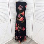 Vintage 90s Positive Attitude Floral Maxi Slip Dress Black Medium Glam Grunge Size 12 Photo 3
