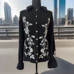 Vintage 90s Black Pastel Floral Cardigan XL Cottage Granny Whimsygoth Photo 1