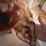 Urban Outfitters Women’s UO Sheer Marbleized Pattern Brown Multicolor Ruffle LS Top wTies Fairy Photo 3