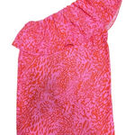 VICI One Shoulder Ruffle Dress Pink Orange Animal Print Sleeveless - Size Med Photo 0