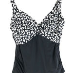 Lands' End Tankini Top Underwire Removable Pads Tummy Control Black White 8 Photo 0