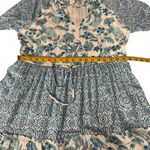House of Harlow 1960 Boho Mini Dress Floral Long Sleeve Ruffle Tie Tassels Sz M Blue Size M Photo 7