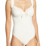 Reformation Nina Ruched Bodysuit in White Large Photo 0