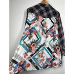 Tolani  Collection 2XP Plaid Flannel Top Floral Printed Back Detail Photo 3