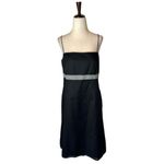 Ann Taylor  Dress Women 14 Petite Black Gingham Belt Square Neck Mini Preppy Boho Photo 2