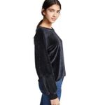 Nation LTD. Kiera Black Velvet Lantern Puff Sleeve Slouchy Crewneck Top sz Small Photo 14