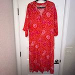 Natori Floral Print 1/4 Zipper Front Kimono Maxi Dress Size S Photo 7