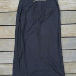 Black 100% Linen Boho Eagle's Eye Maxi Skirt w/ Drawstring Waist and Front Slit Size 8 Photo 4