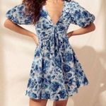 Abercrombie & Fitch  Cinch-Front Poplin Mini Dress Floral Puffy Sleeve Size XSP Photo 0