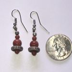 Sunstone Sandstone Look Shimmer Beaded Boho Dangle Earrings Red Photo 1
