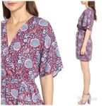 Rebecca Minkoff Floral Print Mini Wrap Dress Kimono V-Neck Red Blue Size XS New Photo 4