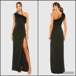 Mac Duggal 68456 Black One Shoulder Feather Trim Gown Dress Photo 2