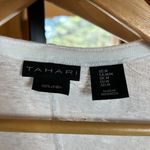 Tahari  100% Linen Open Front Waterfall Shark bite Cardigan White Size Medium Photo 1