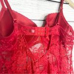 Jesebel Sheer Red Floral Lace Bustier Bra Top Chemise Slip Lingerie Size Large Photo 7