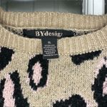 By Design Leopard Print Ivory Rose Knit Crewneck Pullover Sweater Tan Size XL Photo 4
