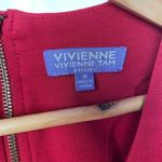 Vivienne Tam Vivienne  Long Sleeve V‎ Neck Bodycon Dress in Red Size Medium Photo 4