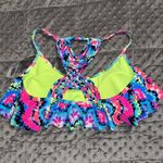 California Waves  medium womens rainbow flounced padded bikini top multicolor NWT Photo 2