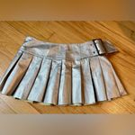 SheIn  Ele Petrella Faux Leather Silver Pleated Slit Buckle Micro Mini Skirt S Photo 1