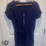 Lulus  navy blue zip up tie waist romper Photo 9