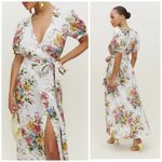 Reformation  Weiss Linen Wrap Floral Print Dress Photo 2