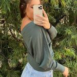 EXPRESS green soho V-neck sweater sz small Photo 4