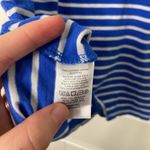 Loft NWOT  electric blue white striped ruffle sleeve scoop neck‎ blouse shirt SP Photo 2