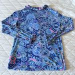 Lilly Pulitzer Womens Size Small Ruffle PJ Button Up Top Cosmic Kismet Blue Photo 9