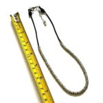 Canvas silver tone beaded necklace on black cord Photo 6
