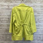 Ming Wang  Womens L Jacket Green Coat Open Front 3/4 Sleeves Back Adjustable Belt Photo 4