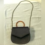 Anthropologie Anthropology Black Velvet Purse with Circle Faux Tortoise Handle/Shoulder Chain Photo 1