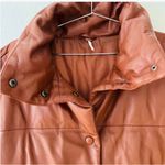 Free People  genuine leather Quilted Bomber Snap Puffer coat NEW Photo 7