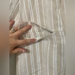 Ellen Tracy Linen Blend Striped Neutral 3/4 Sleeve Blazer Size Medium Coastal Photo 1