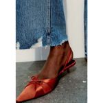 ZARA  Satin Kitten Heel Slingback Women's Size EU 36 Orange Photo 1