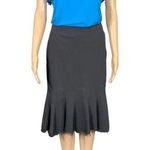 T Tahari Womens Midi Skirt Bramble Ruffle Hem Tulle Trim Career Black Size 4 Photo 0