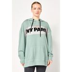 Ivy Park Spellout Flock Logo Hoodie Sweatshirt Medium Teal Green Cozy Streetwear Photo 1