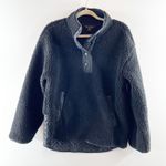 Athleta Cozy Sherpa Snap Fleece Pullover Jacket Black Medium Photo 1
