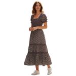 Anthropologie CAARA Smocked tiered Midi dress puff sleeves Ditsy floral Sz M Romantic chic Photo 8