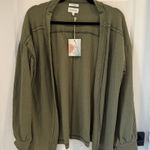 Blu Pepper NWT  Cozy Life Cardigan Open Waffle Knit Olive Balloon Sleeve Photo 0