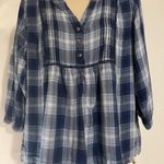 Wrangler Navy and White Plaid Blouse Photo 0