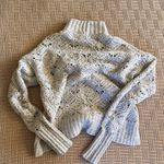 American Eagle  Outfitters Light Gray Lace Knit Turtleneck Sweater Photo 5