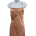Anthropologie ASTR The Label Blush Pink Satin Silky Slip Dress Midi Side Slit Medium Cowl Neck Photo 7