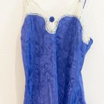 Vintage Lingerie Slip Dress Women Medium Blue Lace Romantic Feminine Floral 70s Photo 2