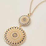 Avon Circle of Elegance Hematite Glass Stone Pendant Necklace Gold Photo 0