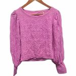 Free People Tea Time Lace Cropped TopâPuff Sleeve Pink Size Large NEW Photo 5